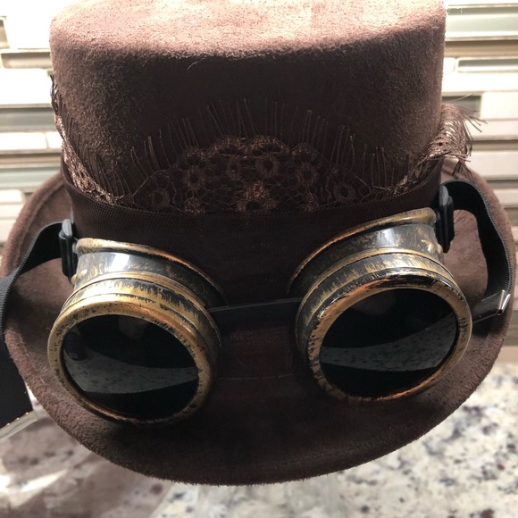 Unisex Brown Steampunk Top Hat One Sits Fits Most Halloween Theater Ren Faire main image 6
